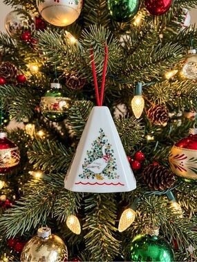 1980s 90s Pomander Jasco Porcelain Goose Christmas Ornament Festive Fragrant